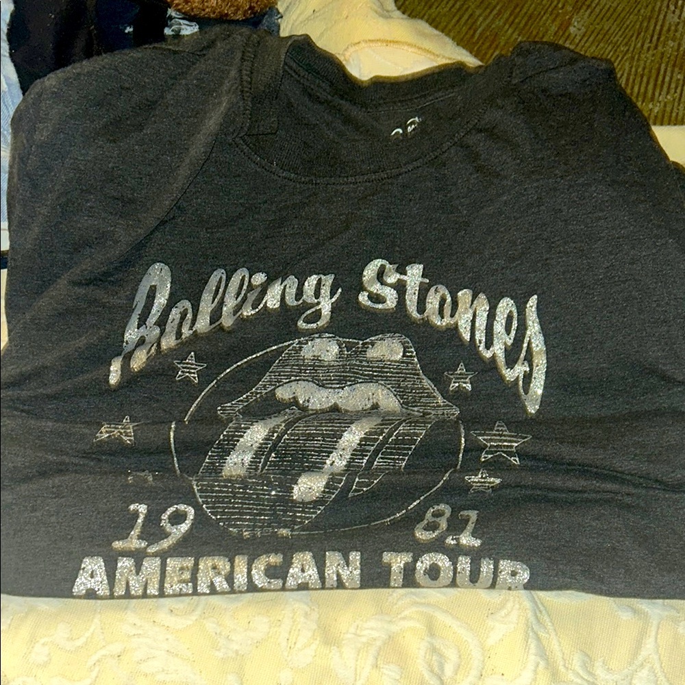 Black Rolling Stones Logo T-Shirt